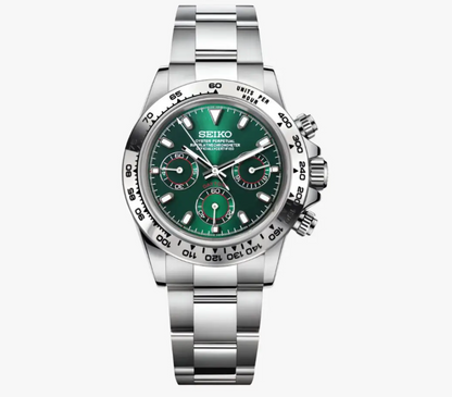 Seiko Mod Daytona Acier - Cadran Vert Chronographe