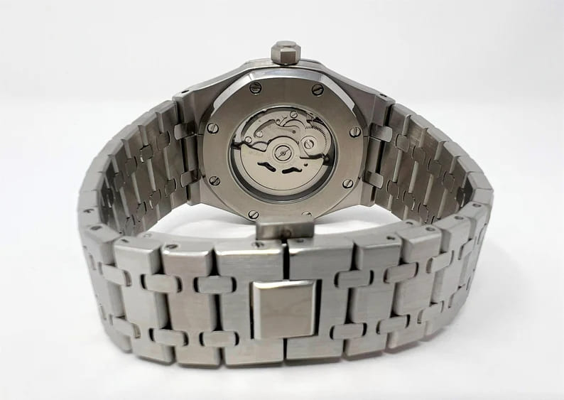 Seiko Mod Royal Oak Acier - Cadran Blanc Argenté Tapisserie