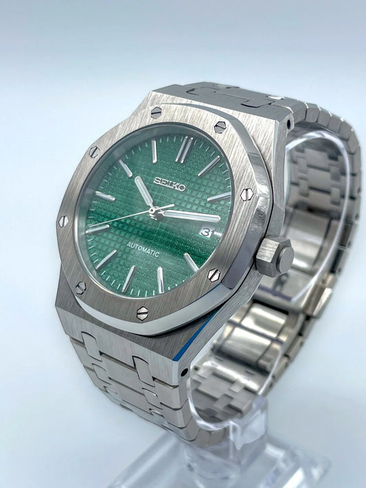 Seiko Mod Royal Oak Acier - Cadran Vert Tapisserie