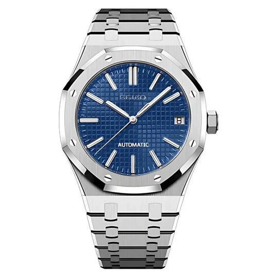 Seiko Mod Royal Oak Acier - Cadran Bleu Tapisserie