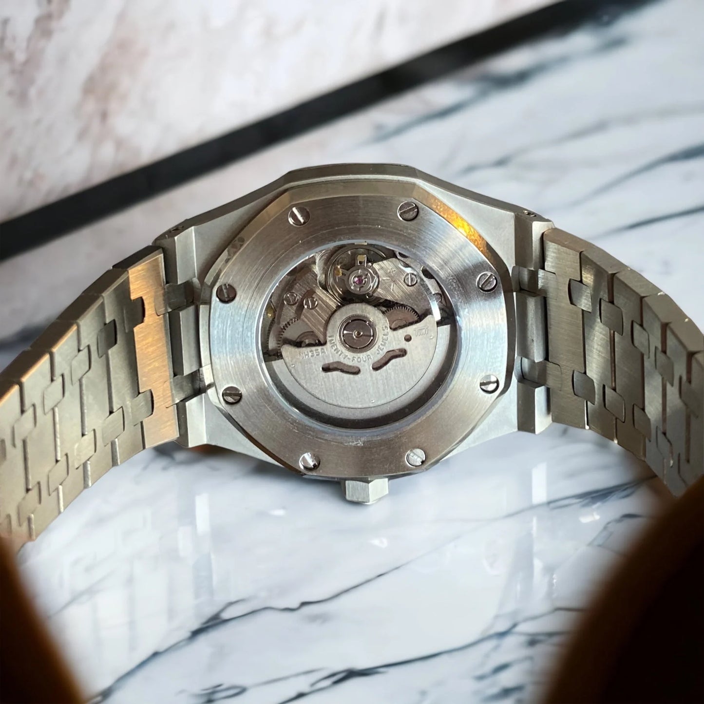 Seiko Mod Royal Oak Bicolore Or Rose - Cadran Blanc Tapisserie