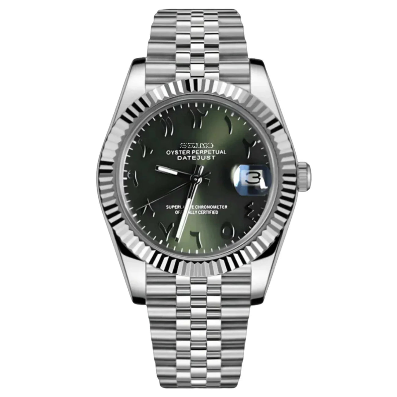 Datejust Acier - Cadran Vert Olive Index Arabes
