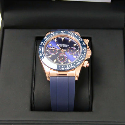 Seiko Mod Daytona Or Rose - Bracelet Oysterflex Bleu