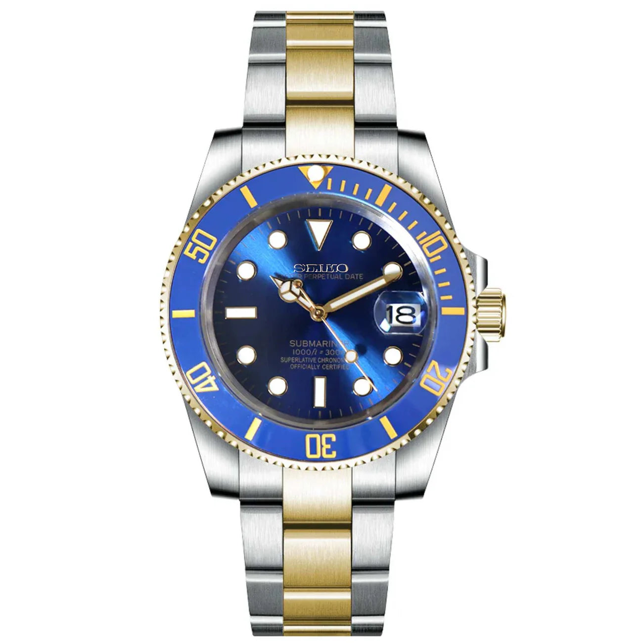 Submariner Bicolore - Cadran et Lunette Bleus Or