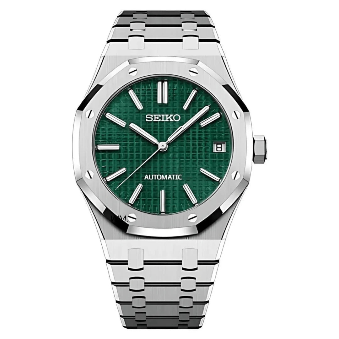 Seiko Mod Royal Oak Acier - Cadran Vert Tapisserie