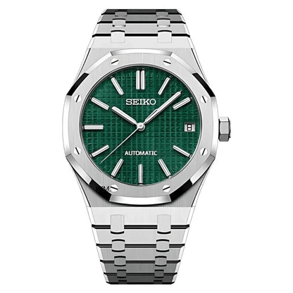 Seiko Mod Royal Oak Acier - Cadran Vert Tapisserie